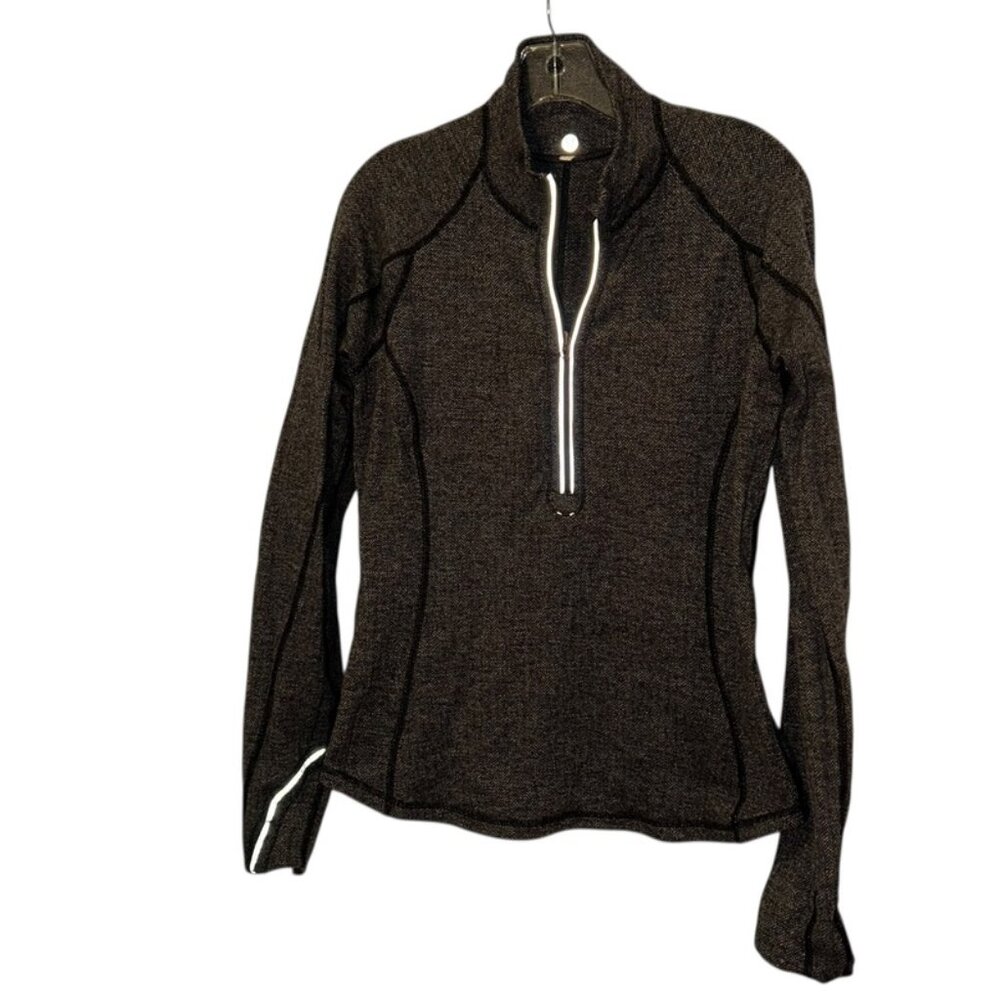 lululemon athletica charcoal gray herringbone half zip layering top L